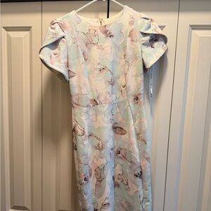 Calvin Klein Cream and Blue Floral Dress